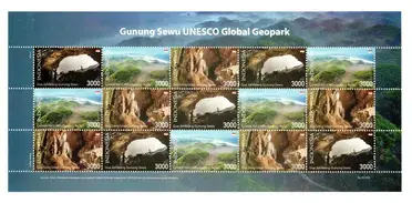 Mount Sewu geopark stamp sheet